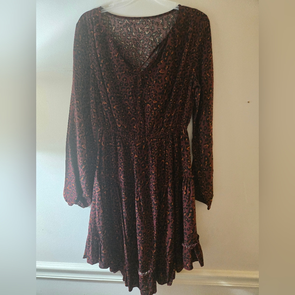 Leopard Print Long Sleeve Dress